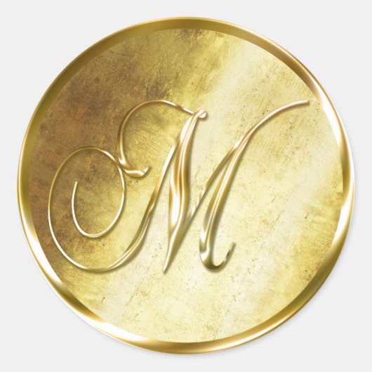 M Monogram Faux Gold Envelope Seal Stickers (Voorkant)