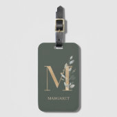 M Monogram Floral Aangepast Bagagelabel (Voorkant (verticaal))