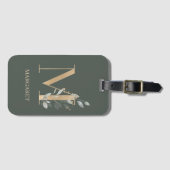 M Monogram Floral Aangepast Bagagelabel (Voorkant (horizontaal))