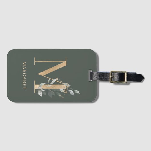 M Monogram Floral Aangepast Bagagelabel (Voorkant (horizontaal))