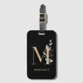 M Monogram Floral Aangepast Bagagelabel (Voorkant (verticaal))