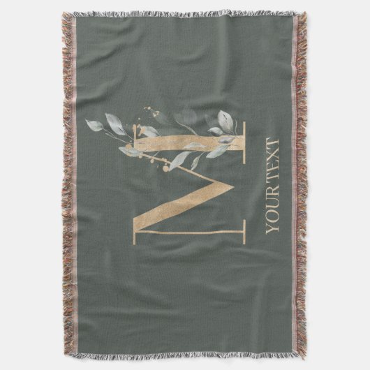 M Monogram Floral Aangepast Deken (Voorkant Verticaal)