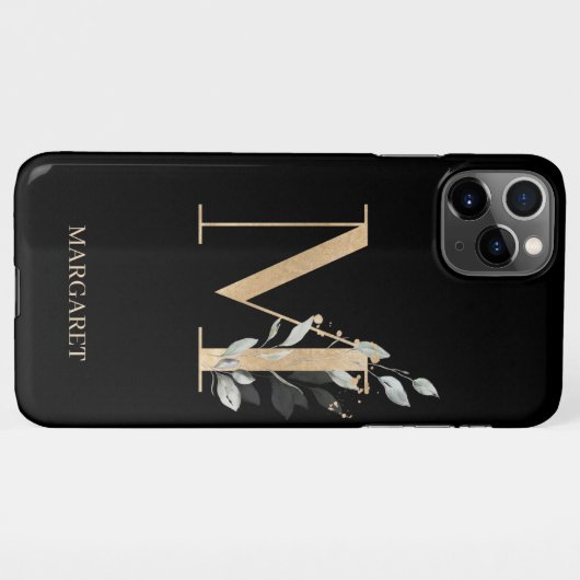 M Monogram Floral Aangepast iPhone Hoesje (Achterkant horizontaal)