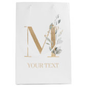 M Monogram Floral Aangepast Middelgrote Gift Bag Medium Cadeauzakje (Voorkant)