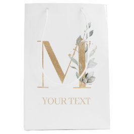 M Monogram Floral Aangepast Middelgrote Gift Bag Medium Cadeauzakje