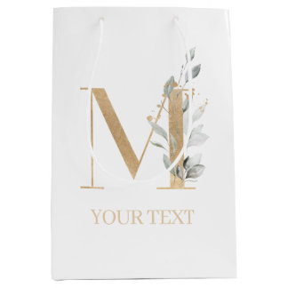 M Monogram Floral Aangepast Middelgrote Gift Bag Medium Cadeauzakje