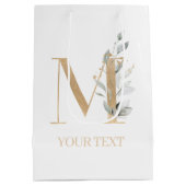 M Monogram Floral Aangepast Middelgrote Gift Bag Medium Cadeauzakje (Achterkant)