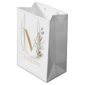 M Monogram Floral Aangepast Middelgrote Gift Bag Medium Cadeauzakje (Achterkant Gekanteld)