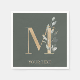 M Monogram Floral Aangepast Napkins Servet