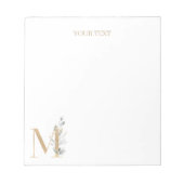 M Monogram Floral Aangepast Notitieblok (Voorkant)