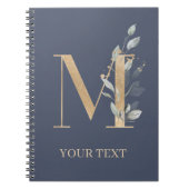 M Monogram Floral Aangepast Notitieboek (Voorkant)