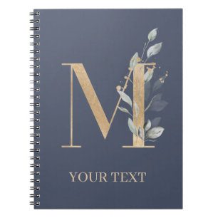 M Monogram Floral Aangepast Notitieboek