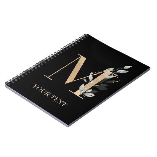 M Monogram Floral Aangepast Notitieboek (Linkerzijde)