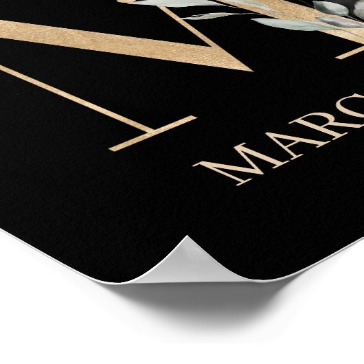 M Monogram Floral Aangepast Poster (Hoek)