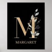 M Monogram Floral Aangepast Poster (Voorkant)