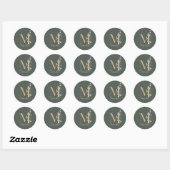 M Monogram Floral Aangepast Ronde Sticker (Vel)