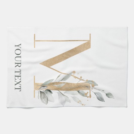 M Monogram Floral Aangepast Theedoek (Horizontaal)