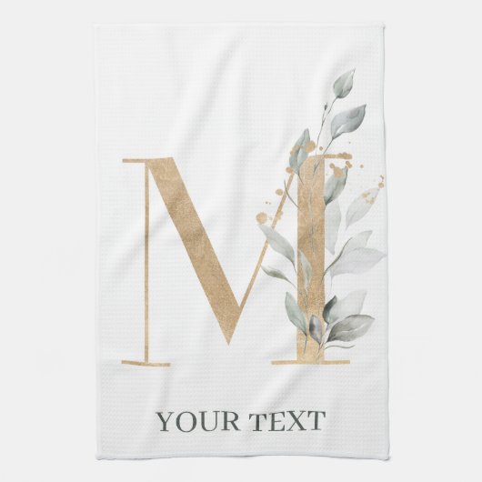 M Monogram Floral Aangepast Theedoek (Verticaal)