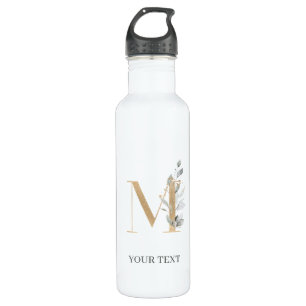M Monogram Floral Aangepast Waterfles