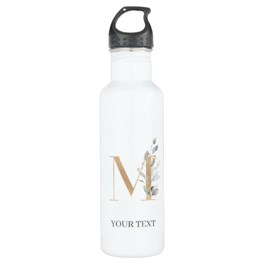 M Monogram Floral Aangepast Waterfles (Voorkant)