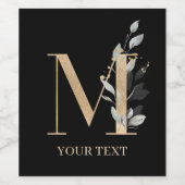 M Monogram Floral Aangepast Wijn Etiket (Enkel label)
