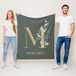 M Monogram Floral - Aangepaste fleece Blanket