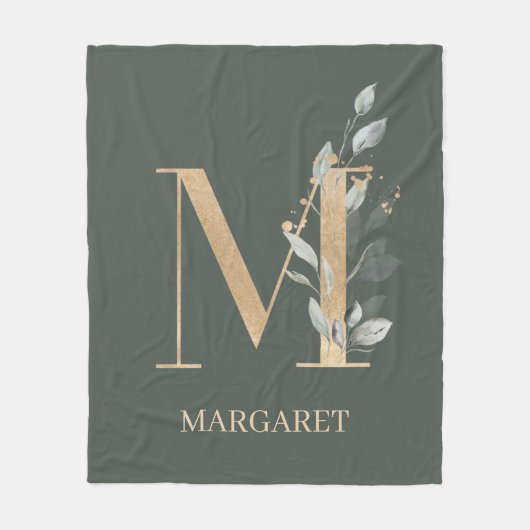 M Monogram Floral - Aangepaste fleece Blanket Deken (Voorkant)