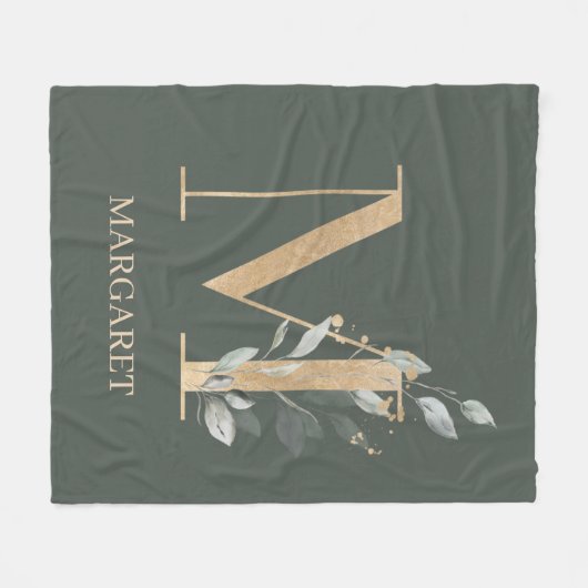 M Monogram Floral - Aangepaste fleece Blanket Deken (Voorkant (Horizontaal))