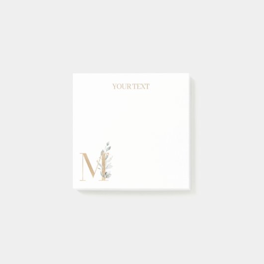 M Monogram Floral Aangepaste notities Post-it® Notes (Voorkant)