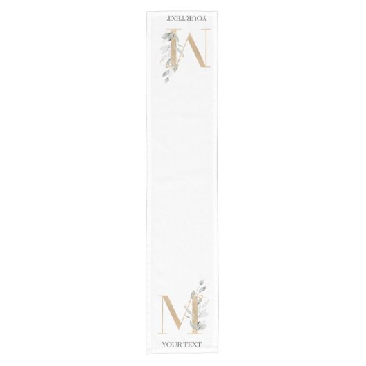 M Monogram Floral - Aangepaste Short Table Runner Korte Tafelloper (Voorkant)