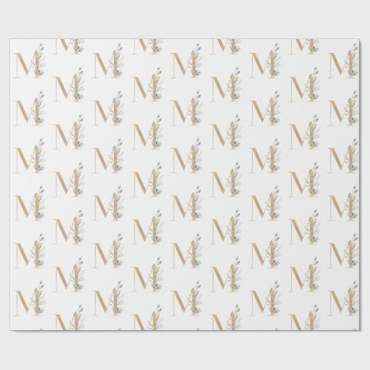 M Monogram Floral Cadeaupapier (Vlak)