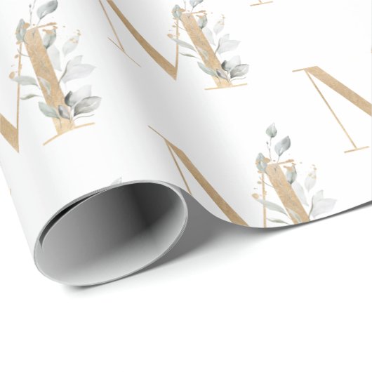 M Monogram Floral Cadeaupapier (Rol Hoek)