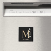 M Monogram Floral Personalized Magnet (Insitu (Vaatwasser))