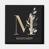 M Monogram Floral Personalized Magnet (Voorkant)