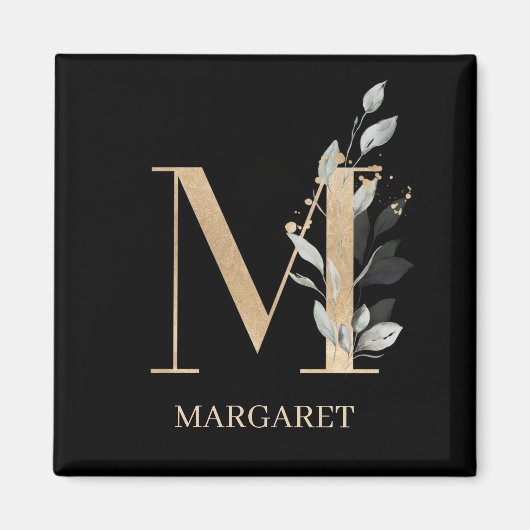 M Monogram Floral Personalized Magnet (Voorkant)