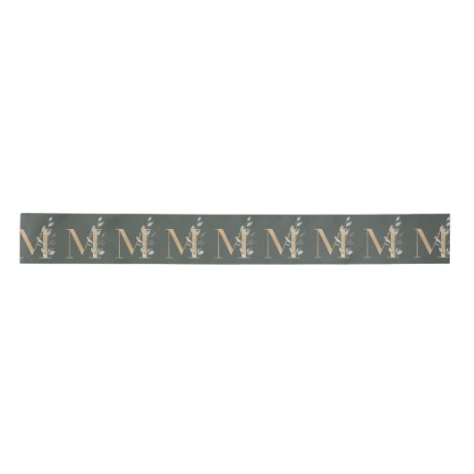 M Monogram Floral Satin Ribbon Satijnen Lint (Voorkant)