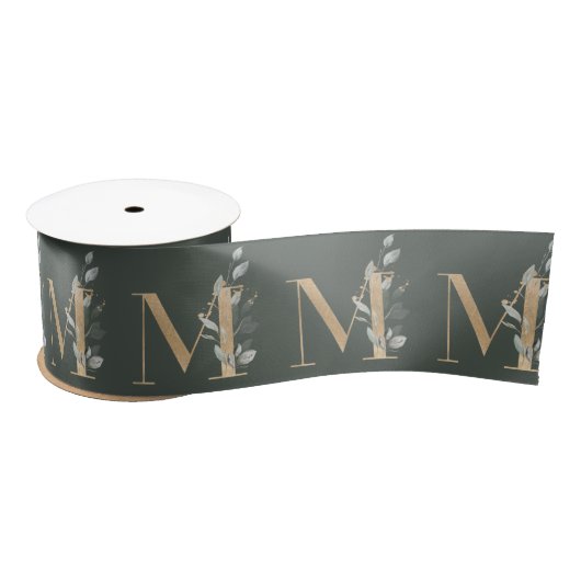 M Monogram Floral Satin Ribbon Satijnen Lint (Spoel)