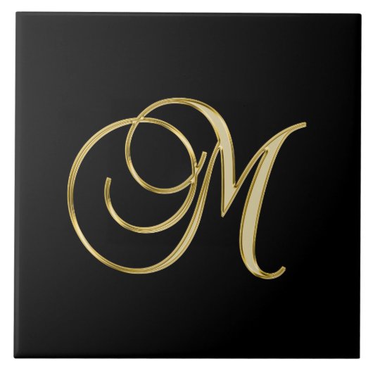 M-monogram Gold Script Tegeltje (Voorkant)