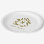 M Monogram Gouden Crest Papieren Bordje (Gekanteld)