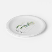 M Monogram Gouden Groene Bladeren Elegante Naam Papieren Bordje (Gekanteld)