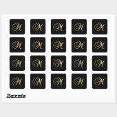 M monogram Gouden Schrift Vierkante Sticker (Vel)
