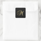 M monogram Gouden Schrift Vierkante Sticker (Tas)