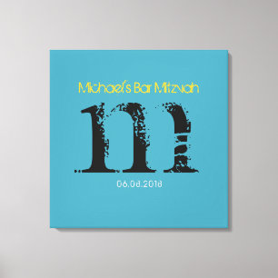 M Monogram Initiaal Bar Bat Mitzvah Sign-In Board Canvas Afdruk