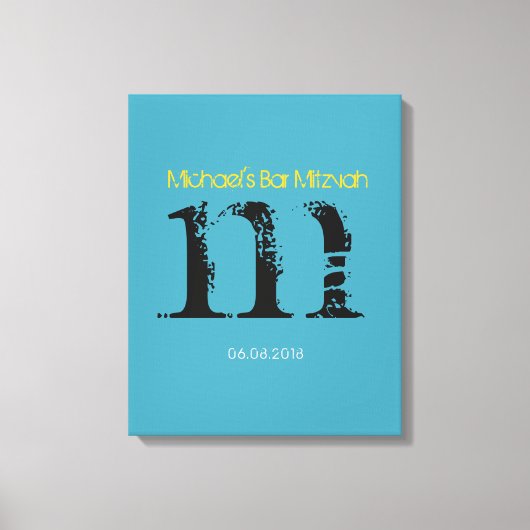 M Monogram Initiaal Bar Bat Mitzvah Sign-In Board Canvas Afdruk (Voorkant)