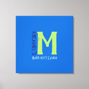 M Monogram Initiaal Bar Bat Mitzvah Sign-In Board Canvas Afdruk