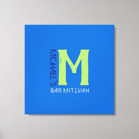 M Monogram Initiaal Bar Bat Mitzvah Sign-In Board Canvas Afdruk (Voorkant)