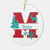 M Monogram Initiaal kerstfeestdag - versiering Keramisch Ornament (Links)