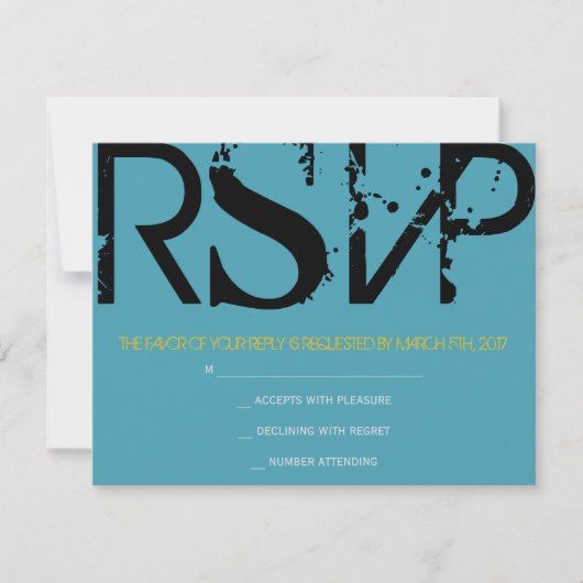 M Monogram Initialen Bar Bat Mitzvah Reply Card RSVP Kaartje (Voorkant)