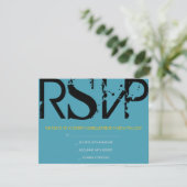 M Monogram Initialen Bar Bat Mitzvah Reply Card RSVP Kaartje (Staand voorkant)