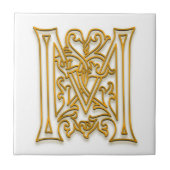 M Monogram "Irish Gold" Keramische Tegel Tegeltje (Voorkant)
